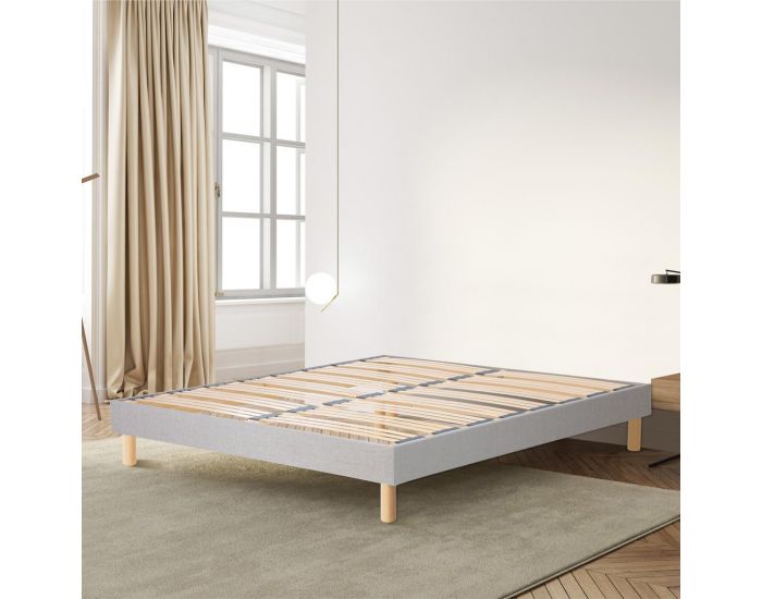 BELLECOUR LITERIE Sommier � Lattes en Bois - Capitole - Livr� en Kit - Gris clair (1)