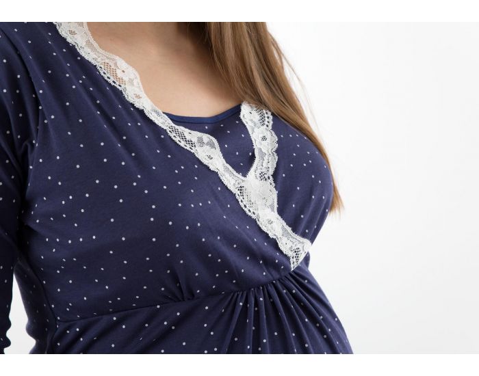 BOGEMA LINGERIE Chemise de Nuit - Juliette Bleu Marine � Pois (2)