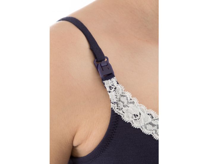 BOGEMA LINGERIE Nuisette de Grossesse et Allaitement - Iris Bleu Marine (2)