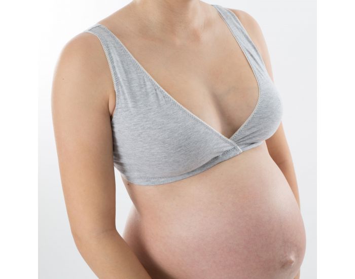 BOGEMA Brassière grossesse et allaitement Délicatesse en coton Bio - Grise (1)