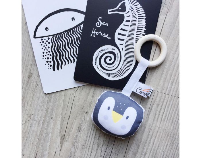 CAROTTE & Cie Anneau de Dentition Bois et Tissu Pingouin - Ds la Naissance (5)