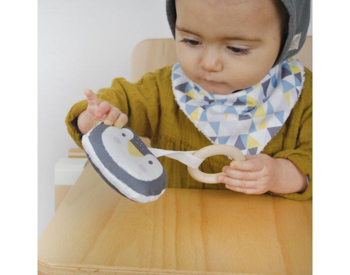 CAROTTE & Cie Anneau de Dentition Bois et Tissu Pingouin - D�s la Naissance (3)