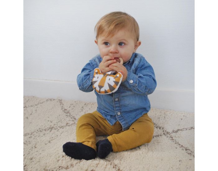 CAROTTE & Cie Anneau de dentition bois et tissu Tigre - Ds la Naissance (1)