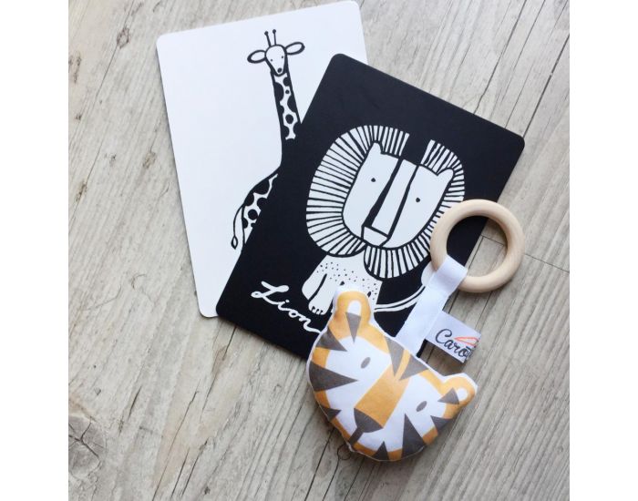 CAROTTE & Cie Anneau de dentition bois et tissu Tigre - Ds la Naissance (3)