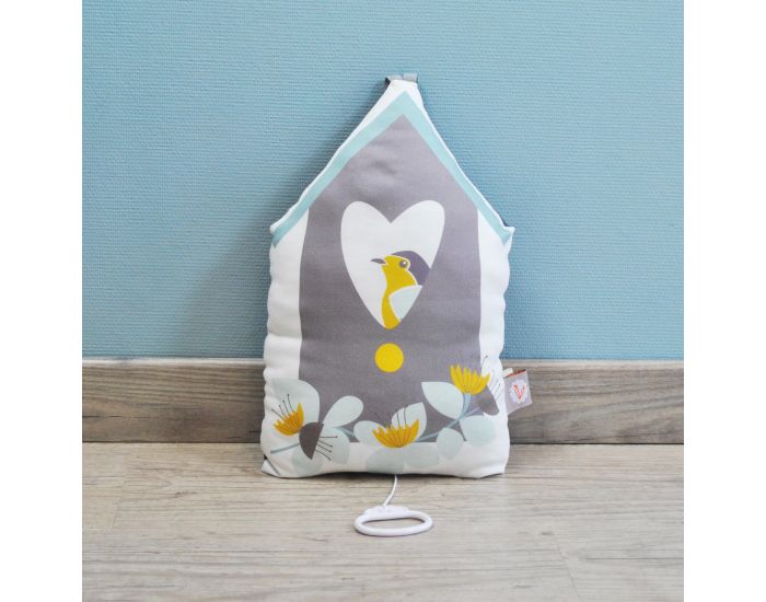 CAROTTE & Cie Coussin musical Nichoir  oiseaux La vie en rose (1)