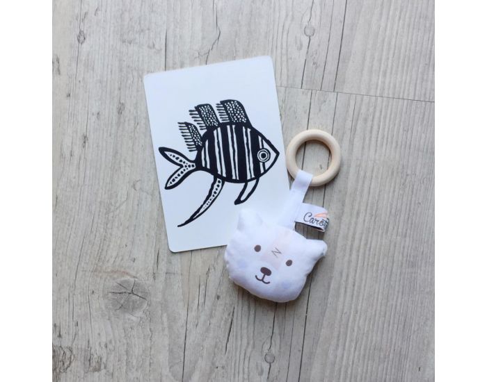 CAROTTE & Cie Anneau de dentition bois et tissu Ours polaire - D�s la Naissance (2)