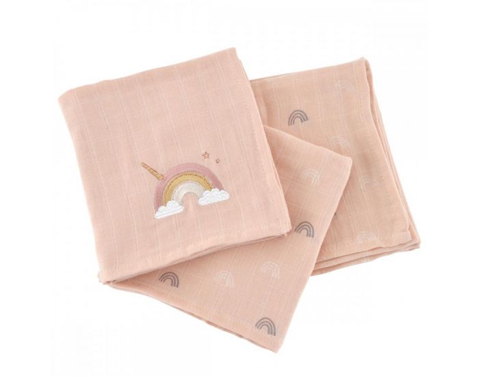 LITTLE CREVETTE Lot de 3 langes - 60 x 60 cm (1)