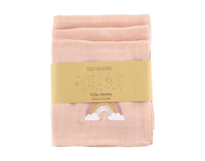 LITTLE CREVETTE Lot de 3 langes - 60 x 60 cm (5)