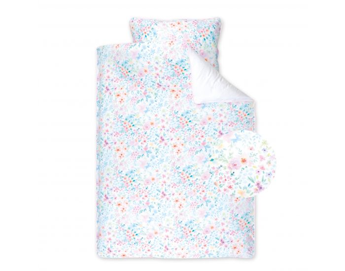 BEMINI Housse de lit 100x140cm Jersey Motif fleuri Cristal (4)