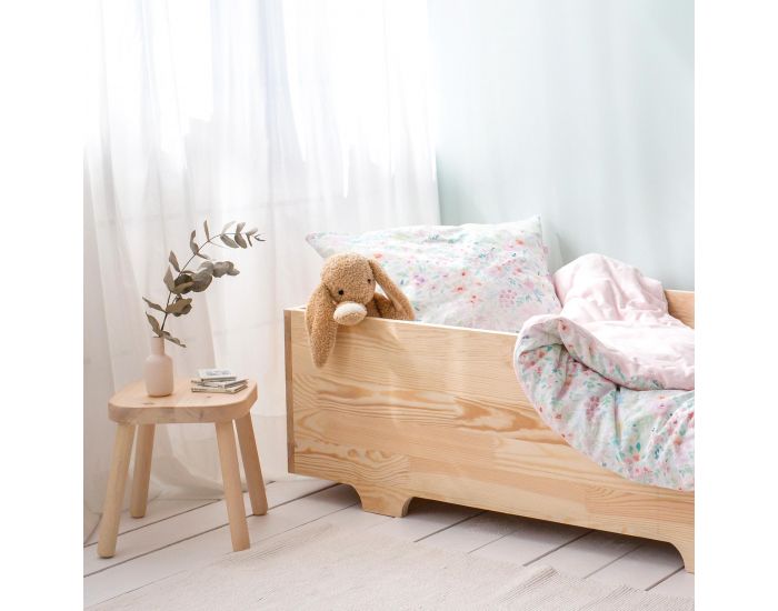 BEMINI Housse de lit 100x140cm Jersey Motif fleuri Cristal (5)