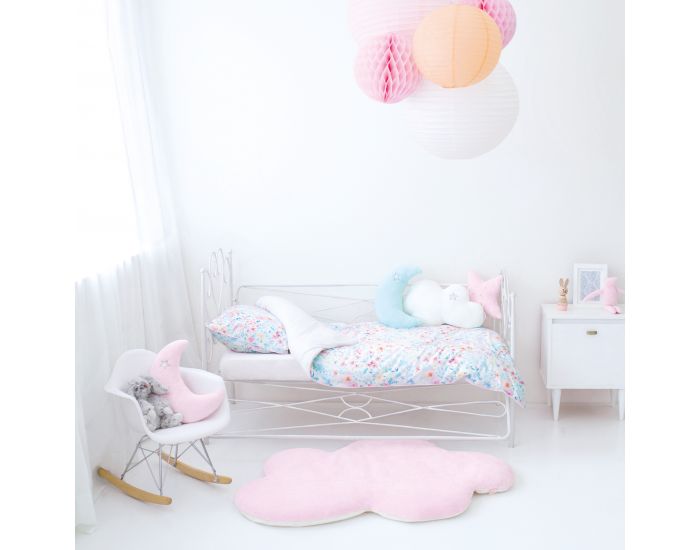 BEMINI Housse de lit 100x140cm Jersey Motif fleuri Cristal (8)