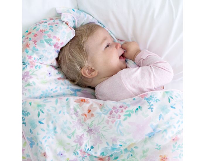 BEMINI Housse de lit 100x140cm Jersey Motif fleuri Cristal (9)