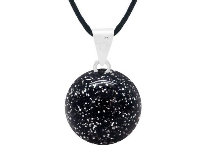 SAILY Bola Mimi la Paillette Noir plaqu� argent Cordon 130 cm (3)