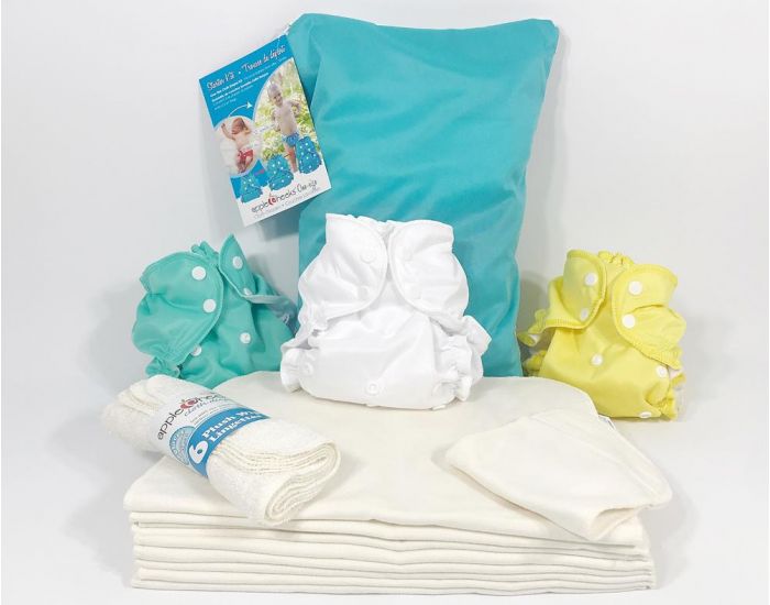 APPLECHEEKS PACK DE DEPART Couches Lavables - TE1  poche/TE2 - Taille Unique (2.8-16kg) (2)