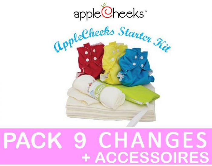 APPLECHEEKS PACK DE DEPART Couches Lavables - TE1  poche/TE2 - Taille Unique (2.8-16kg) (3)
