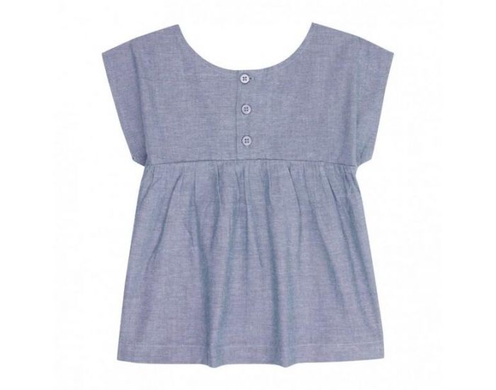 SENSE ORGANICS Blouse B�b� - Brod�e en Coton Bio - Bleu  (1)