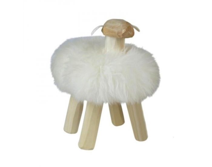 SU�DE IMPORT Tabouret - Mouton - en Bois et Laine d'Agneau (1)