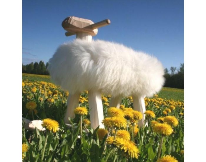 SU�DE IMPORT Tabouret - Mouton - en Bois et Laine d'Agneau (2)