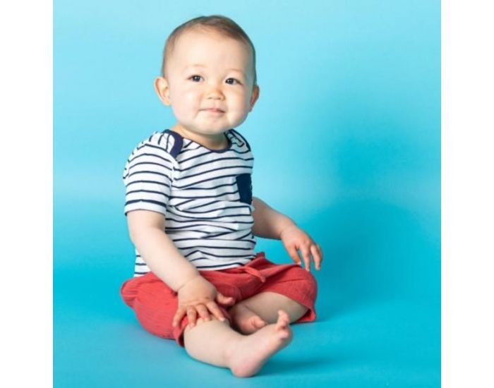 SENSE ORGANICS T-shirt B�b� en Coton Bio - Ray� - Bleu Marine  (2)