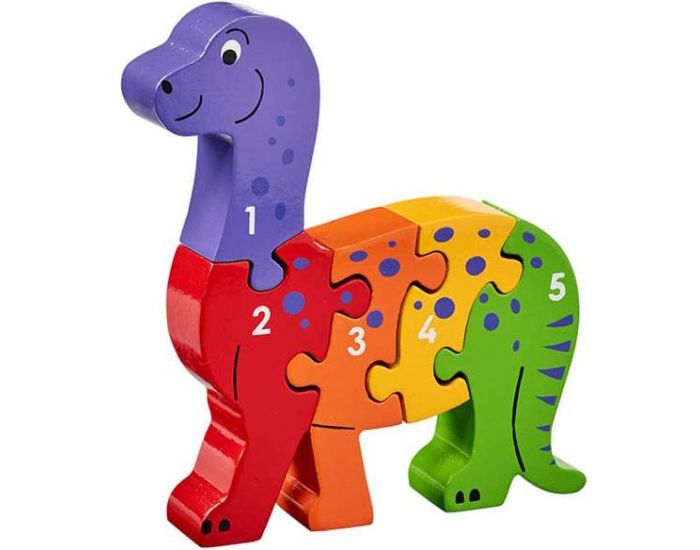 LANKA KADE Puzzle en bois Dinosaure Chiffres - Dès 10 mois - 5 Pièces (2)