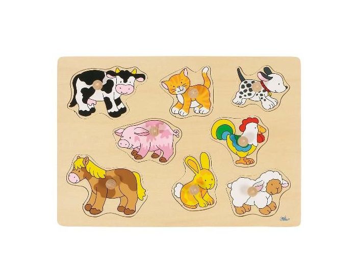 GOKI Puzzle à boutons Bébés animaux 8 éléments - Dès 2 ans (2)