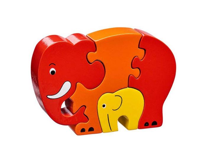 LANKA KADE Puzzle en bois Eléphant Rouge et son bébé - Dès 10 mois (2)