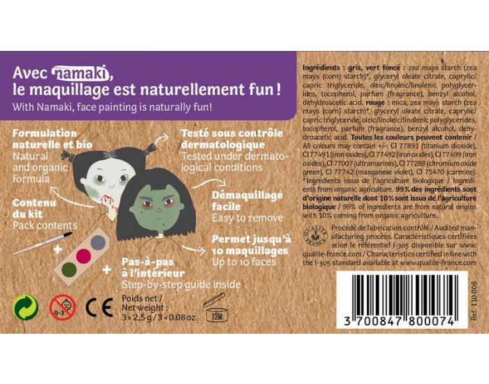 NAMAKI Kit de Maquillage 3 Couleurs - Sorcire et Zombie - Ds 3 ans (9)