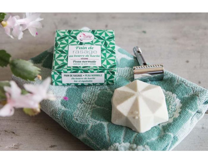 LAMAZUNA Pain de rasage solide peau normale Th vert Citron - 55g (2)