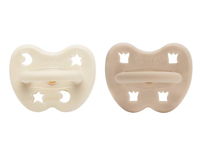 HEVEA 2 Pack Ttines Physiologiques en Caoutchouc Naturel 3-36 mois - Color Milky White & Sand (1)