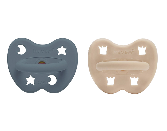 HEVEA 2 Pack Ttines Physiologiques en Caoutchouc Naturel 3-36 mois - Color Sand & Ocean Blue (1)