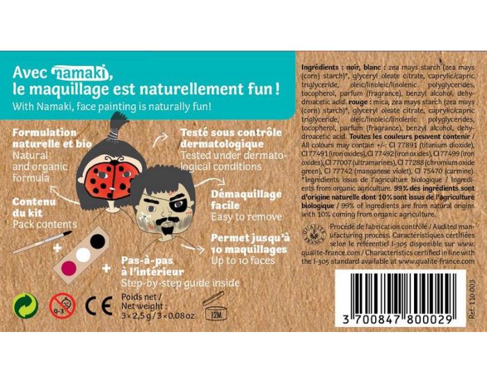 NAMAKI Kit de Maquillage 3 Couleurs - Pirate et Coccinelle - Ds 3 ans (5)