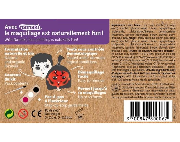 NAMAKI Kit de Maquillage 3 couleurs - Diable et Vampire (4)