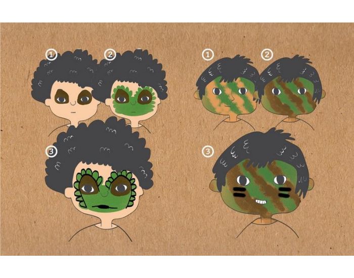 NAMAKI Kit de Maquillage 3 Couleurs - Dinosaure et Camouflage - Dès 3 ans (1)