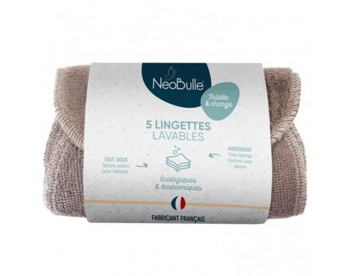 NEOBULLE Lot de 5 lingettes lavables en bambou et coton NEOBULLE (2)