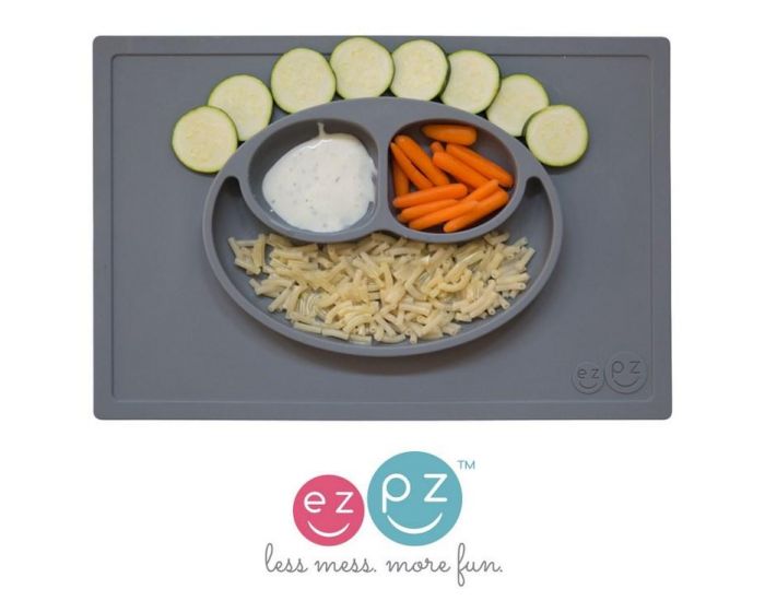 EZPZ Assiette Antid�rapante HAPPY Mat GRIS (1)