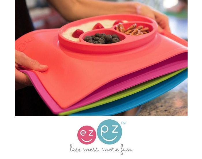 EZPZ Assiette Antid�rapante HAPPY Mat GRIS (3)