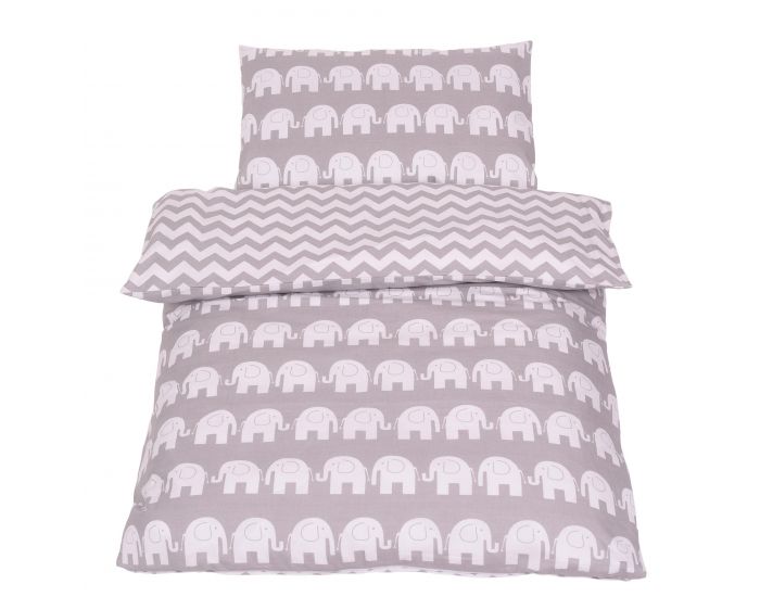 SEVIRA KIDS Tour de lit  coussins modulables avec parure rversible - Elphants - Gris/Turquoise (2)