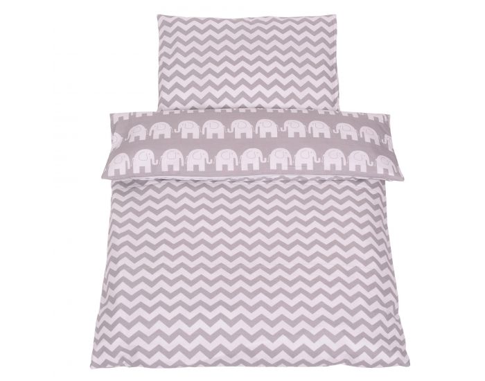 SEVIRA KIDS Tour de lit � coussins modulables avec parure r�versible - El�phants - Gris/Turquoise (3)