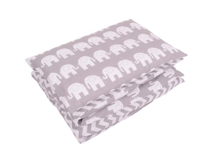 SEVIRA KIDS Tour de lit � coussins modulables avec parure r�versible - El�phants - Gris/Turquoise (4)