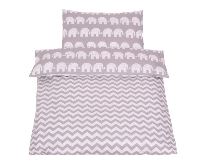 SEVIRA KIDS Tour de lit � coussins modulables avec parure r�versible - El�phants - Gris/Turquoise (6)
