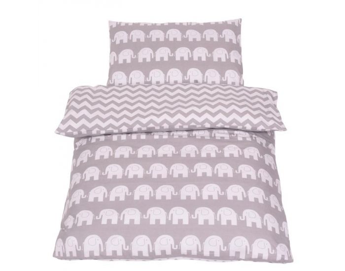 SEVIRA KIDS Tour de lit � coussins modulables avec parure r�versible - El�phants - Gris/Turquoise (10)