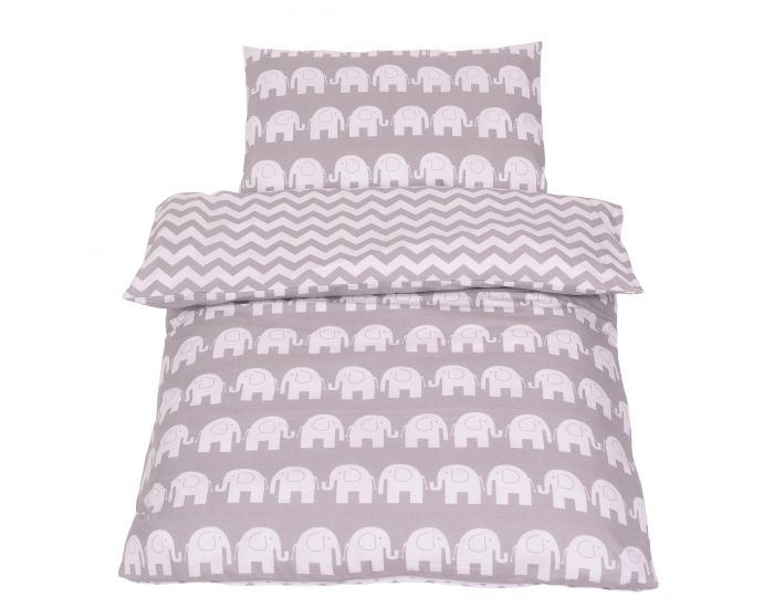 SEVIRA KIDS Tour de lit � coussins modulables avec parure r�versible - El�phants - Gris/Turquoise (2)
