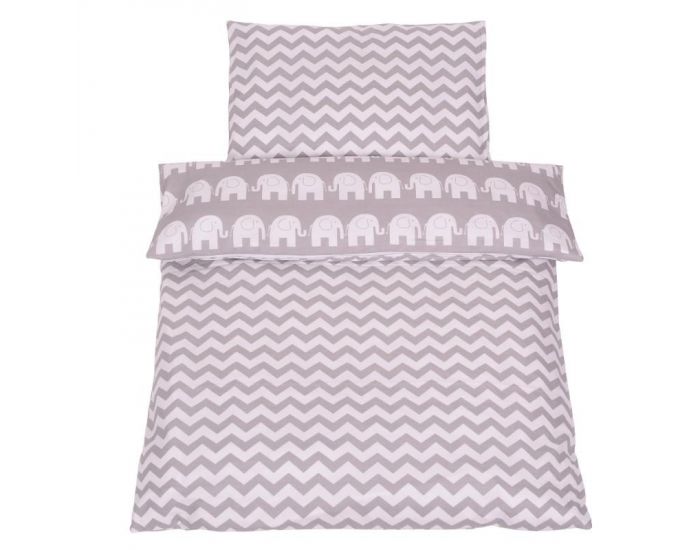 SEVIRA KIDS Tour de lit � coussins modulables avec parure r�versible - El�phants - Gris/Turquoise (11)