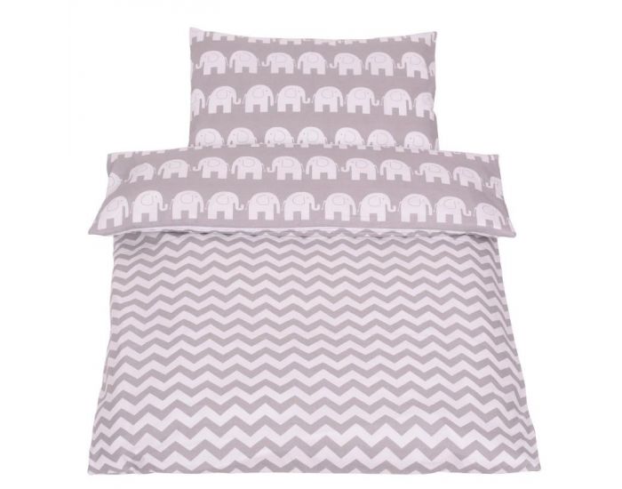 SEVIRA KIDS Tour de lit � coussins modulables avec parure r�versible - El�phants - Gris/Turquoise (14)