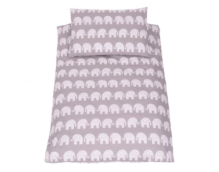SEVIRA KIDS Tour de lit � coussins modulables avec parure r�versible - El�phants - Gris/Turquoise (5)