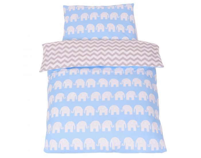 SEVIRA KIDS Tour de lit  coussins modulables avec parure rversible - Elphants - Bleu (12)