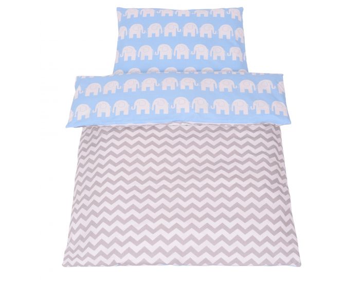 SEVIRA KIDS Tour de lit  coussins modulables avec parure rversible - Elphants - Bleu (13)