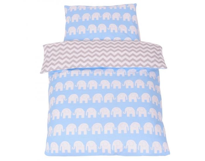 SEVIRA KIDS Tour de lit  coussins modulables avec parure rversible - Elphants - Bleu (3)
