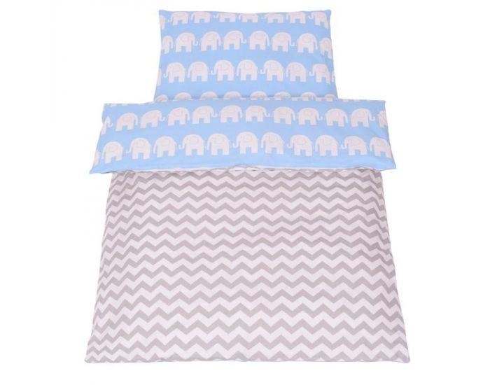 SEVIRA KIDS Tour de lit  coussins modulables avec parure rversible - Elphants - Bleu (4)