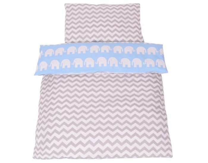 SEVIRA KIDS Tour de lit  coussins modulables avec parure rversible - Elphants - Bleu (7)